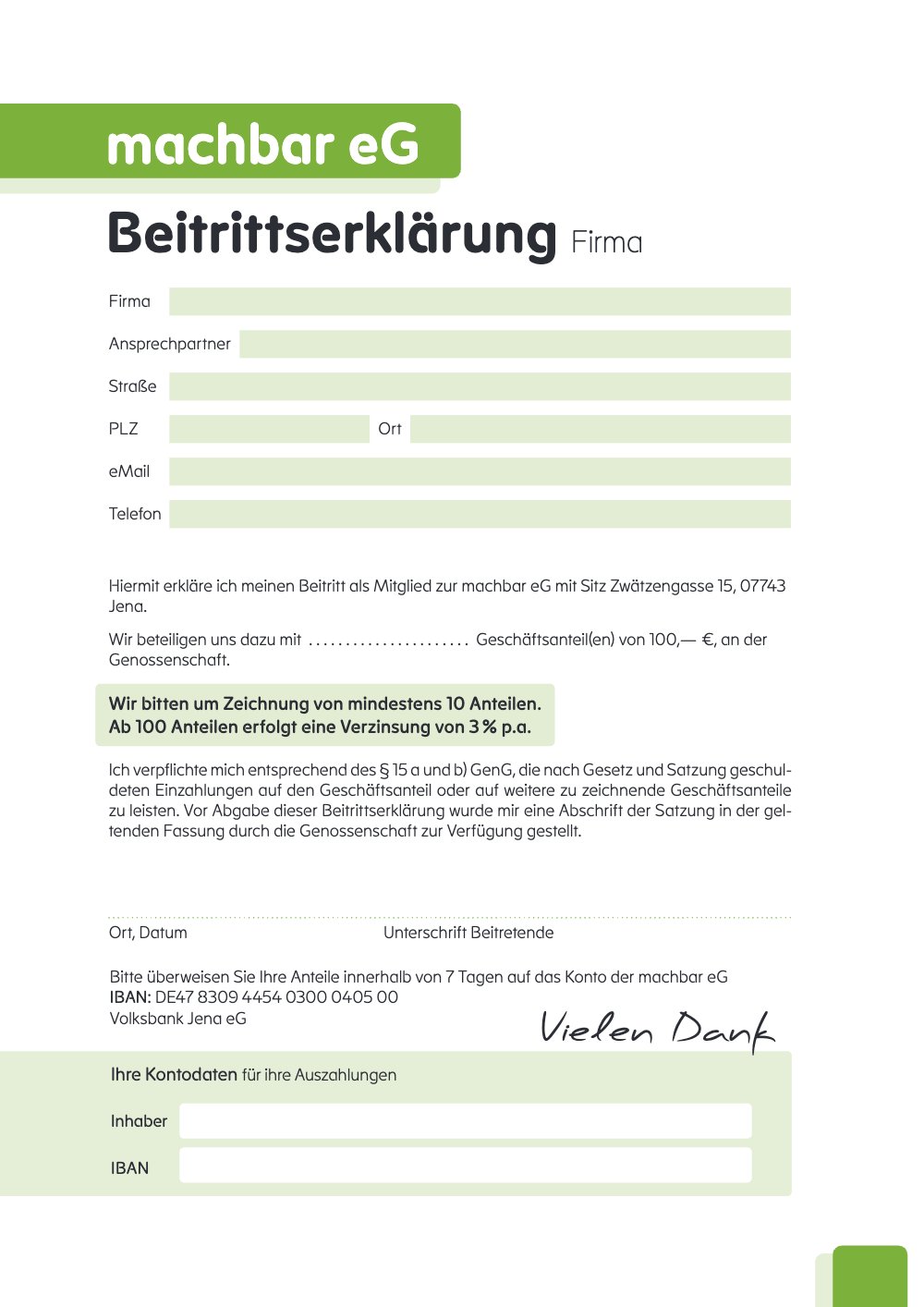 Vorschau Beitrittserklärung Firma, Seite 1