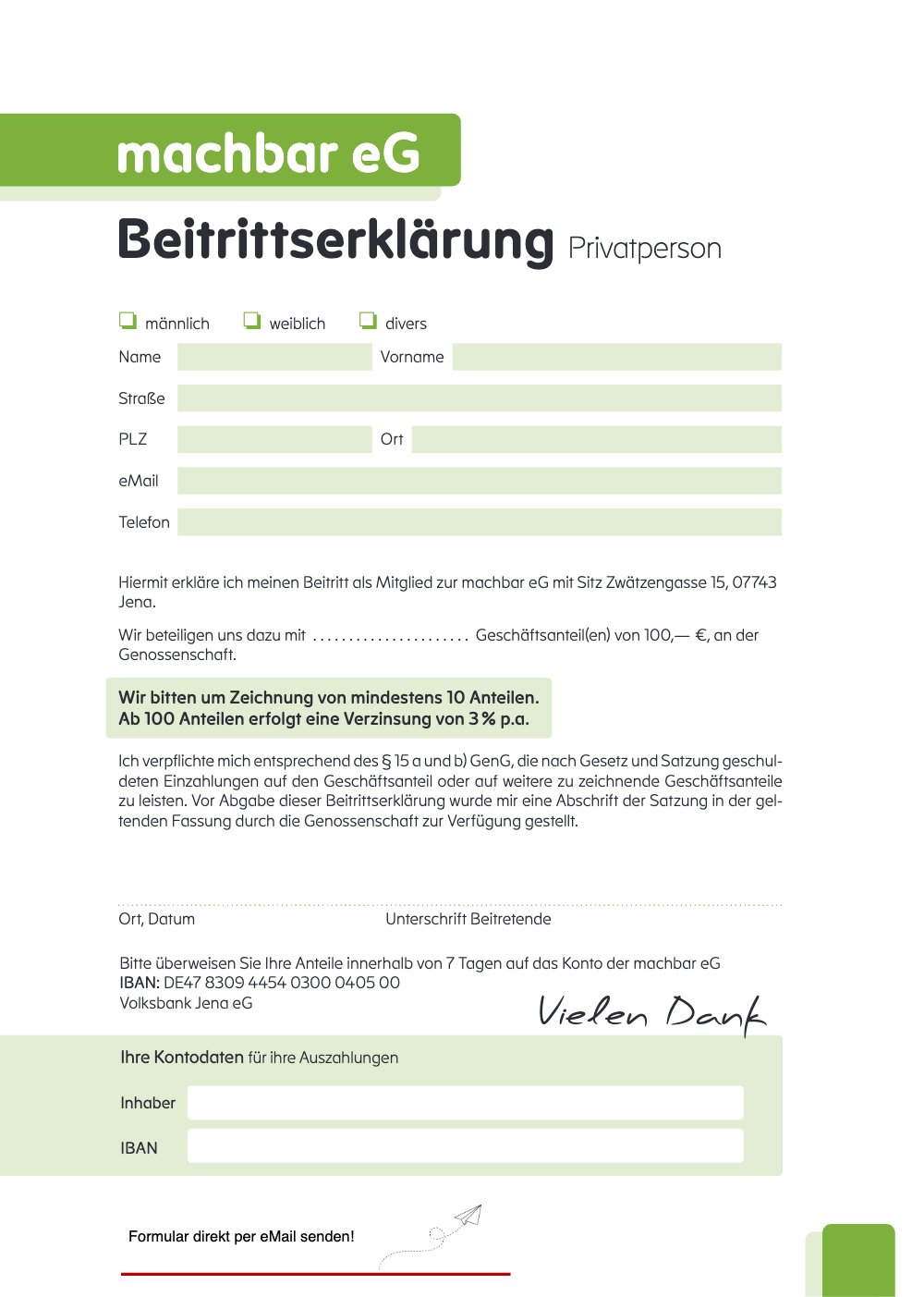 Vorschau Beitrittserklärung Privatperson, Seite 1
